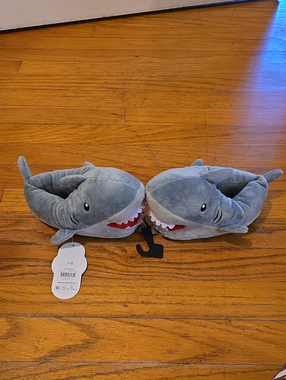 wonder nation Plush Shark Slip-On Slippers - Gray
